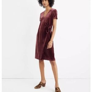 MADEWELL Velvet Side Tie Dress XXL *Altered* Mauve Dusty Purple